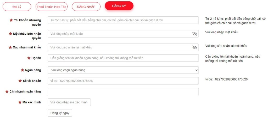 Đăng ký bằng cách điền thông tin để trở thành đối tác J88 