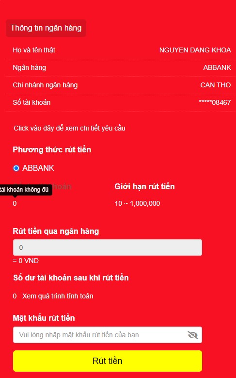 Điền thông tin để hoàn tất 5 bước rút tiền J88 (Ảnh minh họa)